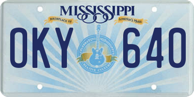 MS license plate OKY640