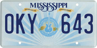 MS license plate OKY643