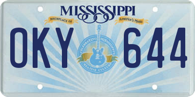 MS license plate OKY644