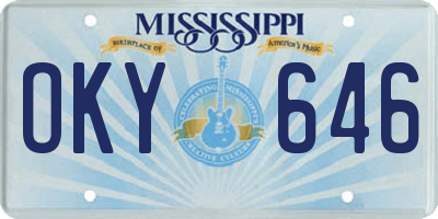 MS license plate OKY646