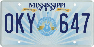 MS license plate OKY647