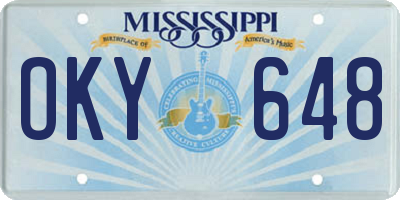 MS license plate OKY648