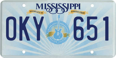 MS license plate OKY651