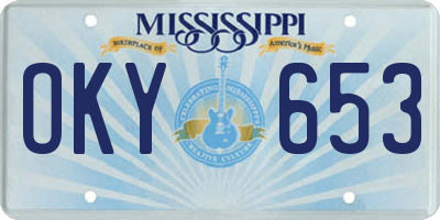 MS license plate OKY653