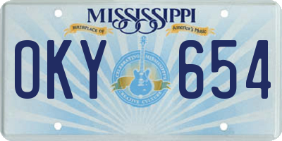 MS license plate OKY654