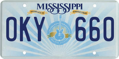 MS license plate OKY660