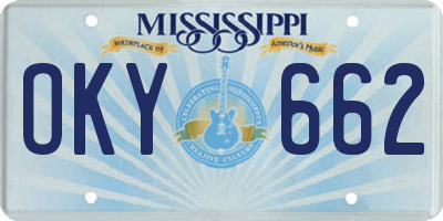 MS license plate OKY662