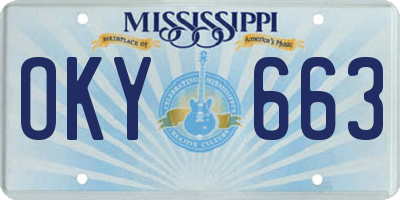 MS license plate OKY663