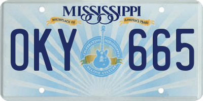 MS license plate OKY665