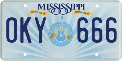 MS license plate OKY666