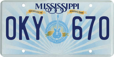 MS license plate OKY670