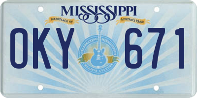 MS license plate OKY671