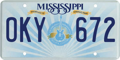 MS license plate OKY672