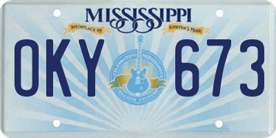 MS license plate OKY673
