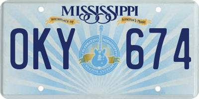 MS license plate OKY674
