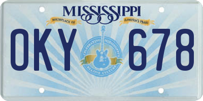 MS license plate OKY678
