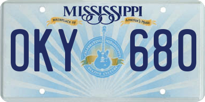 MS license plate OKY680
