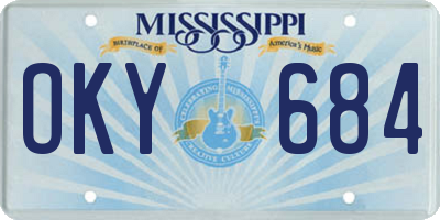 MS license plate OKY684