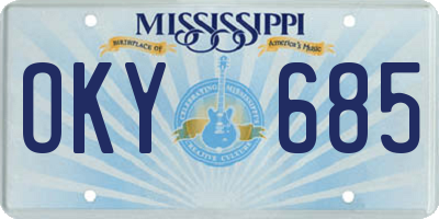MS license plate OKY685