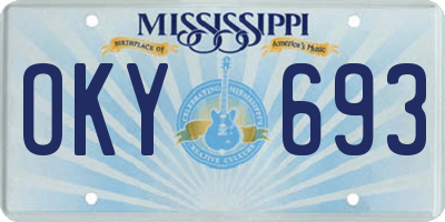 MS license plate OKY693