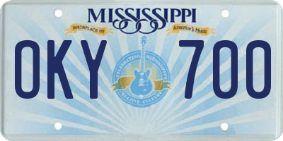 MS license plate OKY700