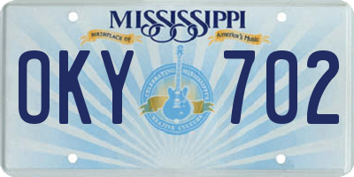MS license plate OKY702