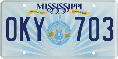 MS license plate OKY703