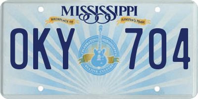 MS license plate OKY704