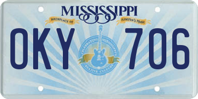 MS license plate OKY706