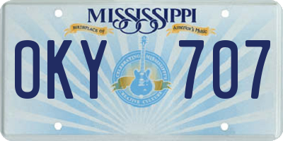 MS license plate OKY707