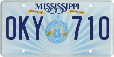 MS license plate OKY710