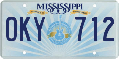 MS license plate OKY712
