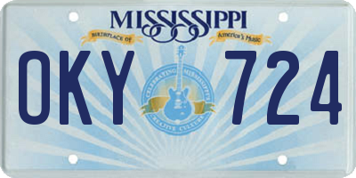 MS license plate OKY724