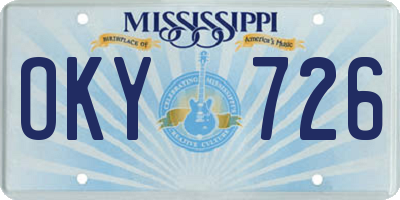 MS license plate OKY726