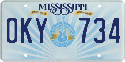 MS license plate OKY734