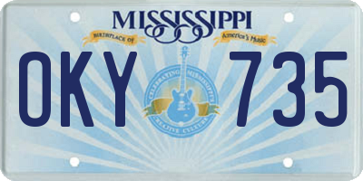 MS license plate OKY735