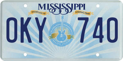 MS license plate OKY740