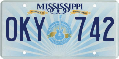 MS license plate OKY742