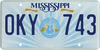 MS license plate OKY743