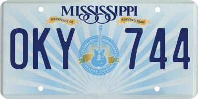 MS license plate OKY744