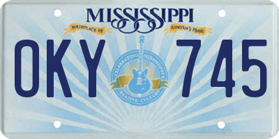 MS license plate OKY745
