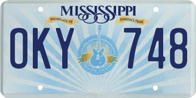 MS license plate OKY748