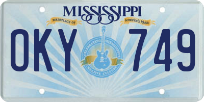 MS license plate OKY749