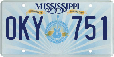 MS license plate OKY751