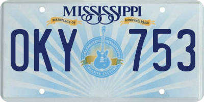 MS license plate OKY753