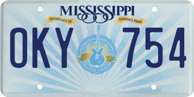 MS license plate OKY754