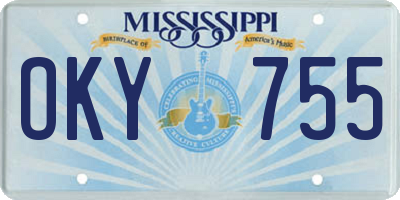 MS license plate OKY755