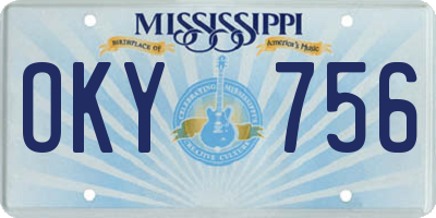 MS license plate OKY756