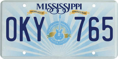 MS license plate OKY765
