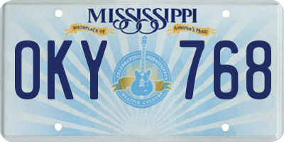 MS license plate OKY768